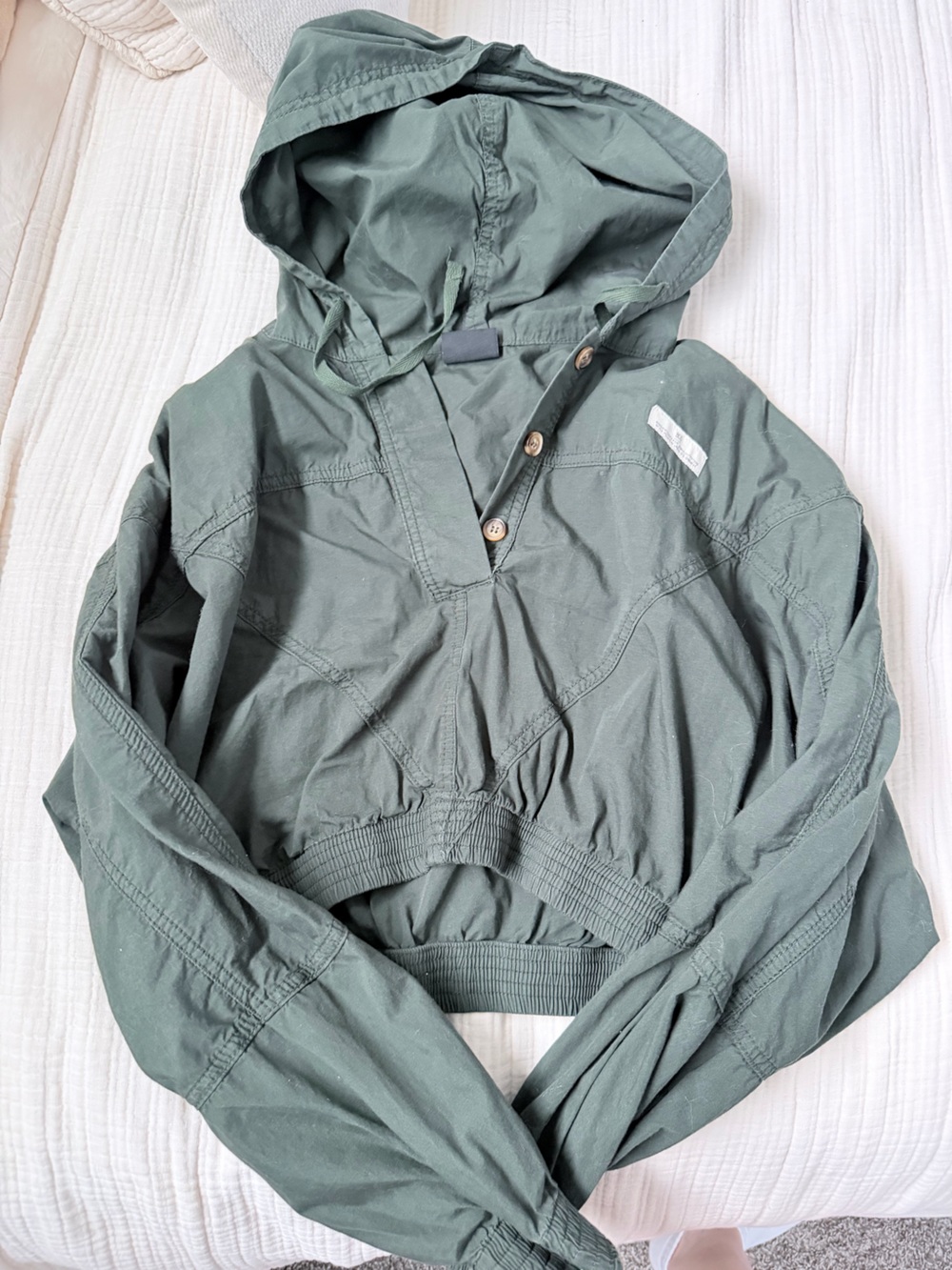 BDG Olive Hooded Button Pullover Jacket